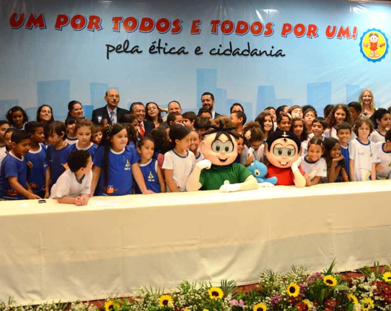 Parceria da CGU com o Instituto Maurício de Sousa, campanha “Um por todos e todos por um! Pela ética e cidadania!” incentivou participação infantil na luta contra corrupção. Foto: Divulgação